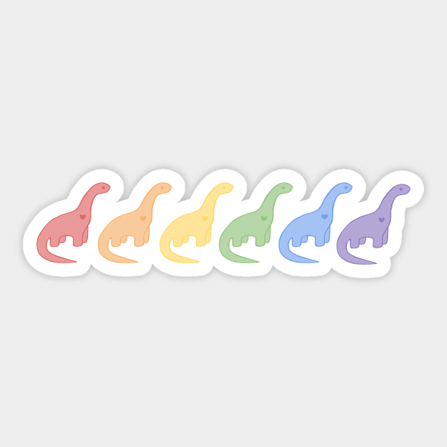 Rainbow Dinosaurs (White Background) Sticker by elrathia